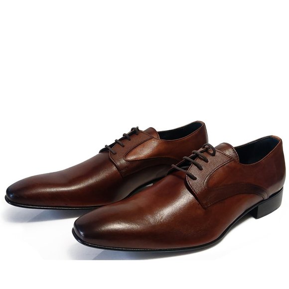 Perlamoda Men Derby Shoes Brown Vernice Leather Size 9 US 42 EUR main image 6